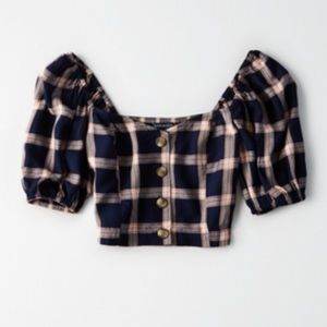 American Eagle Plaid Woven Top